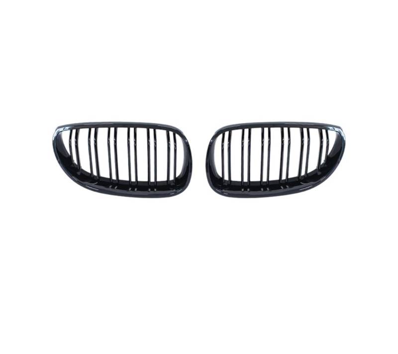 Facelift Grill Für E60 E61 5 Series 2003-2009 Auto Frontstoßstangengrill Nieren-Racing-Grill-Gitter Glanz Schwarz Auto Neue Doppellamelle Kühlergrill Passend(Double Line Black) von WANSONGHUI