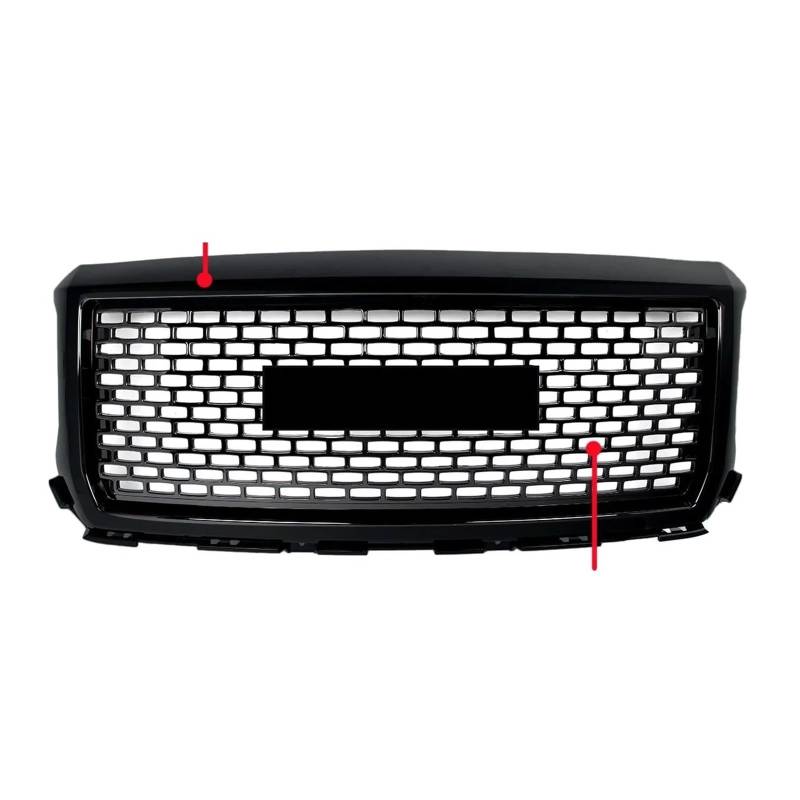 Facelift Grill Für GMC Für Sierra 1500 Denali 2014-2015 Kühlergrill, Vorderer Oberer Stoßfängergrill, Wabenkühlergrill, Gitterabdeckung, Lufteinlassgitter Kühlergrill Passend(Glossy Black) von WANSONGHUI