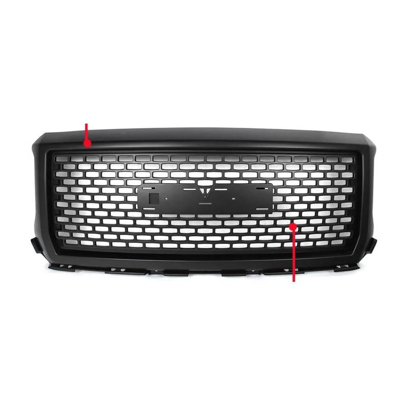 Facelift Grill Für GMC Für Sierra 1500 Denali 2014-2015 Kühlergrill, Vorderer Oberer Stoßfängergrill, Wabenkühlergrill, Gitterabdeckung, Lufteinlassgitter Kühlergrill Passend(Matte Black) von WANSONGHUI
