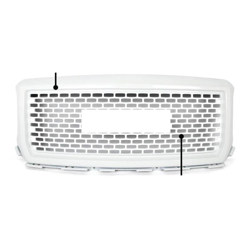 Facelift Grill Für GMC Für Sierra 1500 Denali 2014-2015 Kühlergrill, Vorderer Oberer Stoßfängergrill, Wabenkühlergrill, Gitterabdeckung, Lufteinlassgitter Kühlergrill Passend(Summit White) von WANSONGHUI