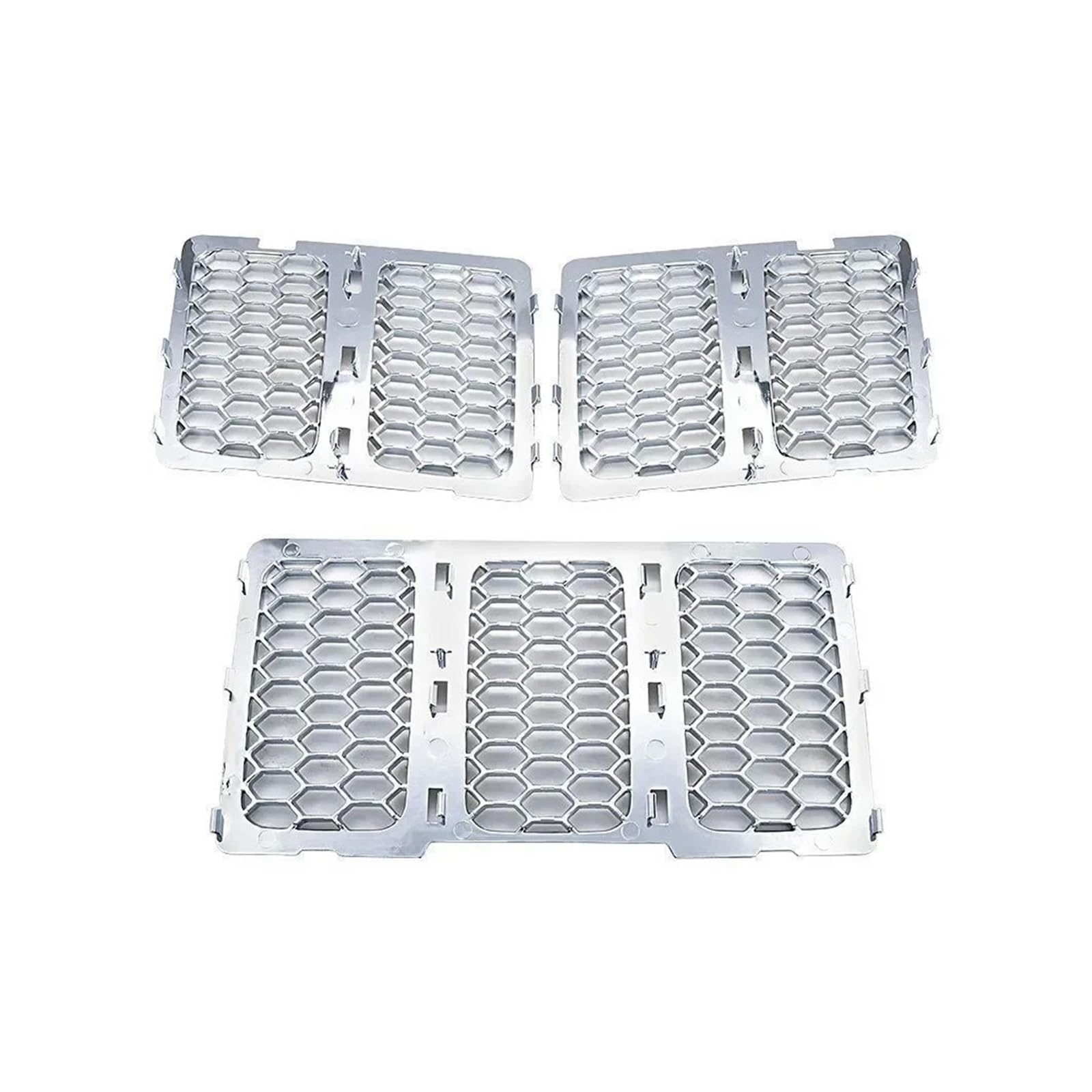 Facelift Grill Für Jeep Für Grand Für Cherokee 2014-2016 Auto-Kühlergrilleinsatz Grillabdeckung Verkleidung 3 STÜCKE ABS Fronteinsatz Wabengrill Grillgitter Kühlergrill Passend(Silver.) von WANSONGHUI