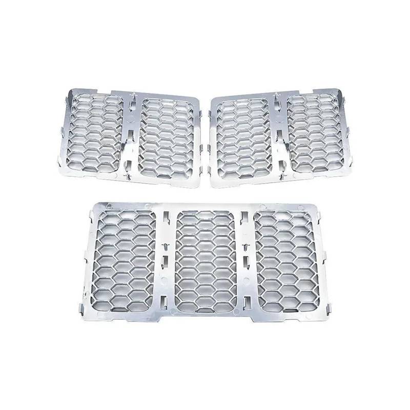 Facelift Grill Für Jeep Für Grand Für Cherokee 2014-2016 Auto-Kühlergrilleinsatz Grillabdeckung Verkleidung 3 STÜCKE ABS Fronteinsatz Wabengrill Grillgitter Kühlergrill Passend(Silver.) von WANSONGHUI