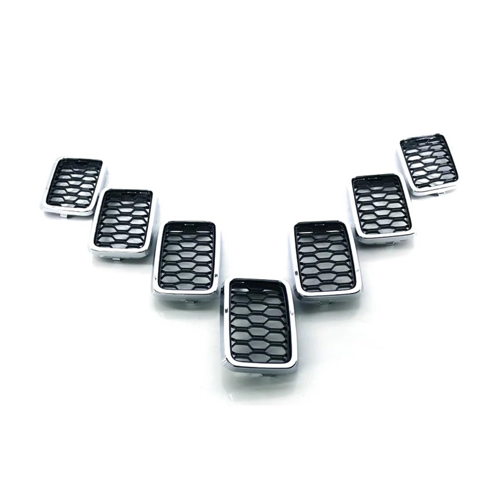 Facelift Grill Für Jeep Für Grand Für Cherokee 2017-2020 Chromrahmen Mesh Kühlergrill 68317863AA Autoprodukte Kühlergrill Passend(Silber) von WANSONGHUI