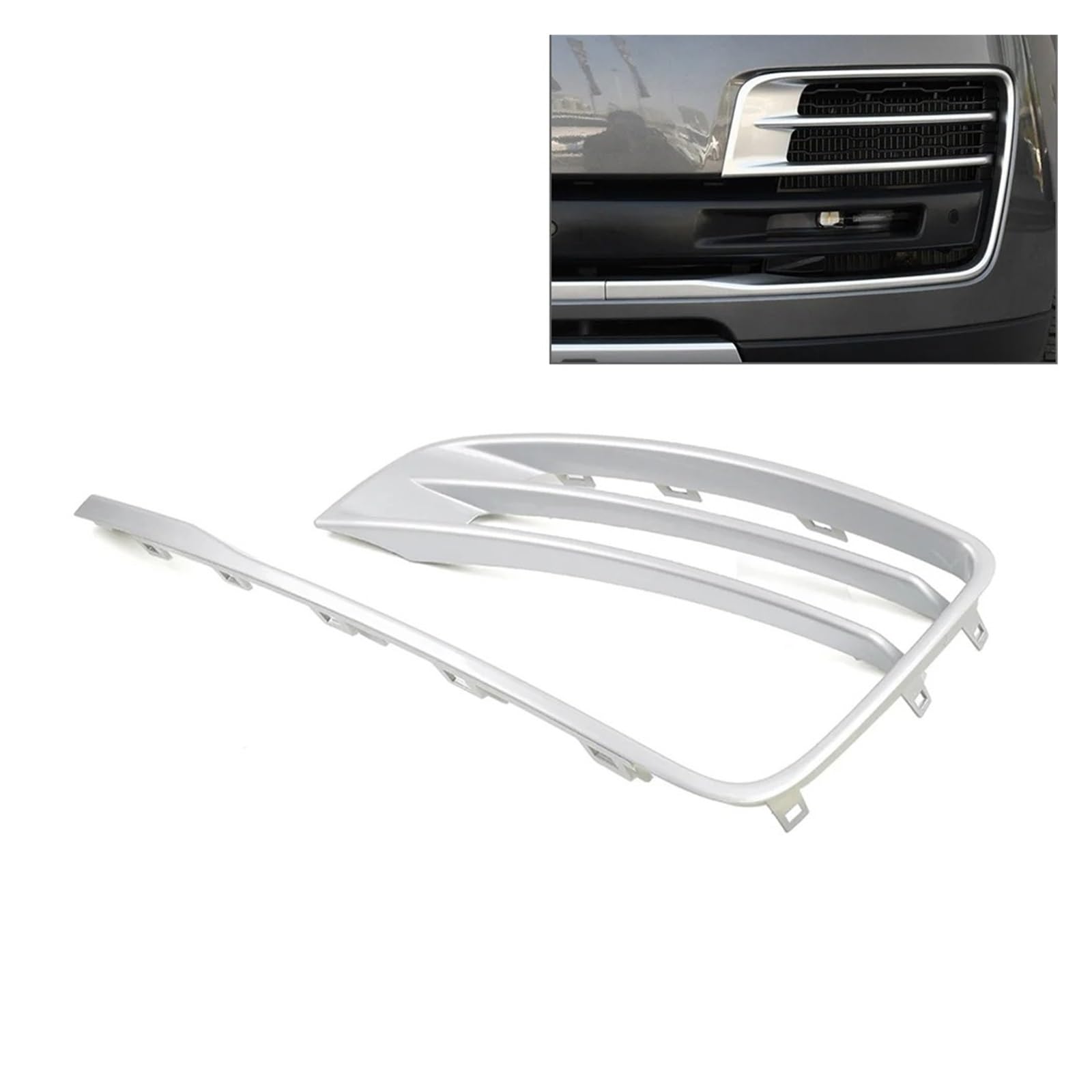 Facelift Grill Für Land Für Rover Für Range Für Rover SVA Modell 2018 2019 2020 2021 2022 Silber Auto Frontstoßstange Nebelscheinwerfer Kühlergrill Formverkleidung Kühlergrill Passend(Left) von WANSONGHUI