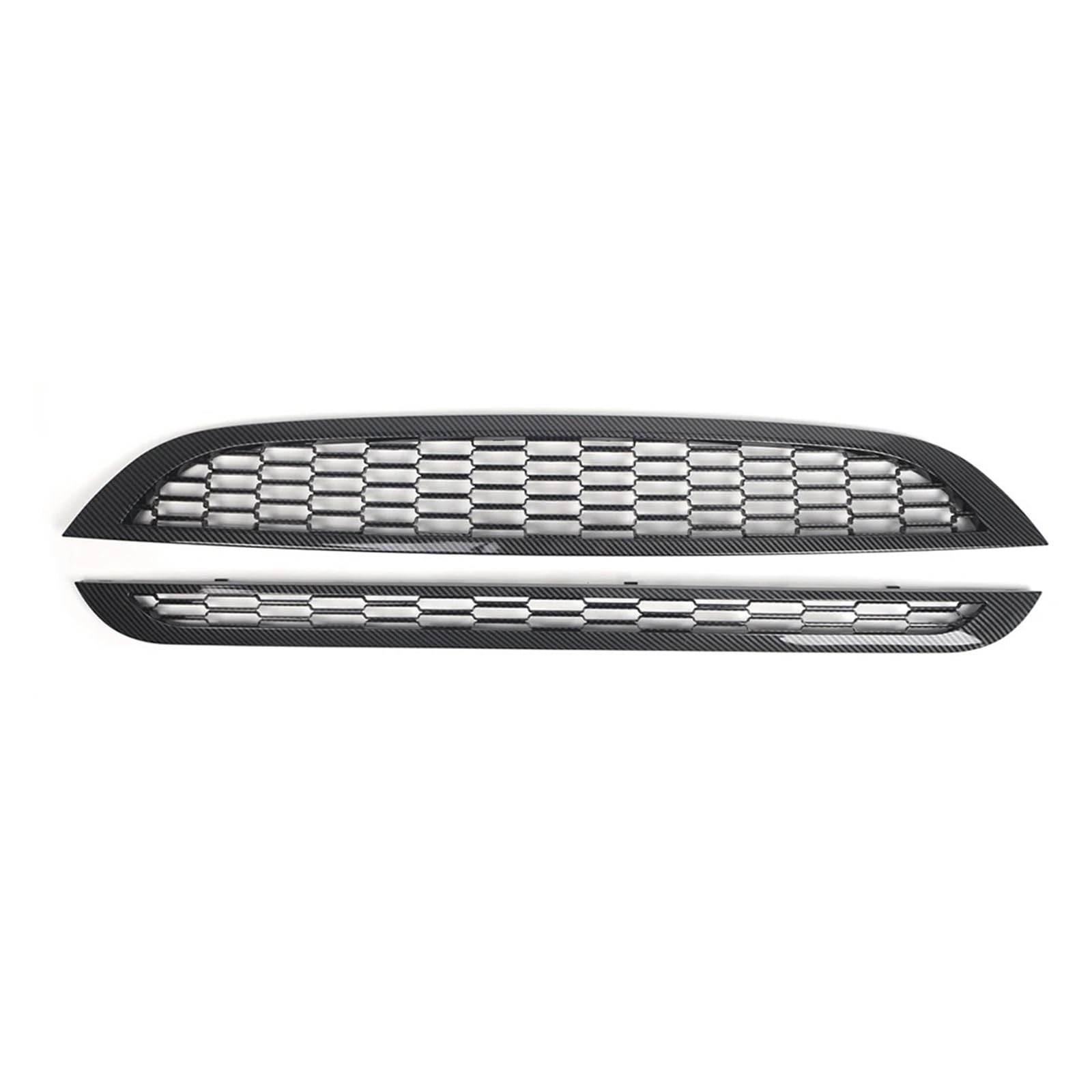 Facelift Grill Für Mini Für Cooper S R50 R52 R53 2001-2006 OE 51137133847 ABS-Kunststoff 2-teiliger Frontstoßstangengrill Oberer + Unterer Mesh-Grill Kühlergrill Passend(Carbon Fiber Black) von WANSONGHUI