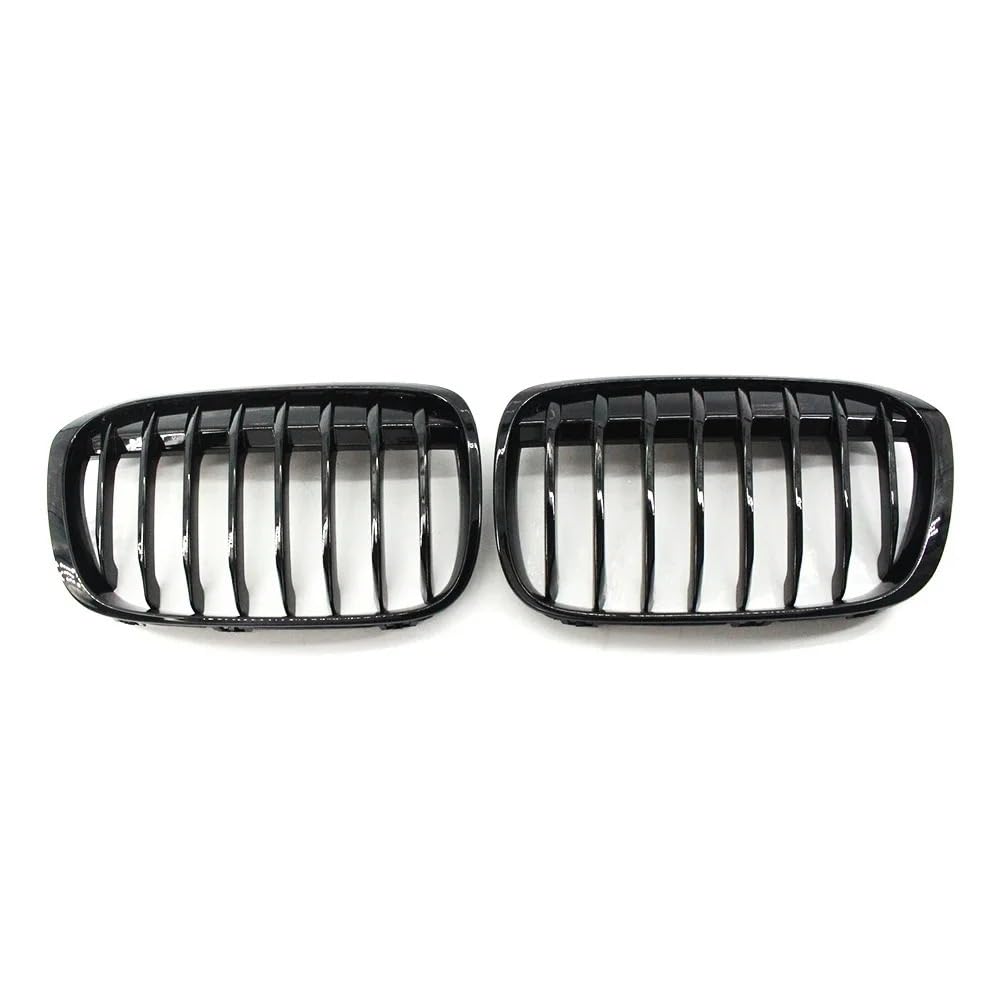 Facelift Grill Für X1 F48 F49 2016-2019 51117383363 51117383364 Paar Auto Vorderen Stoßfänger Haube Nieren Gitter Grill Ersatz Auto Zubehör Kühlergrill Passend(Gloss Black) von WANSONGHUI