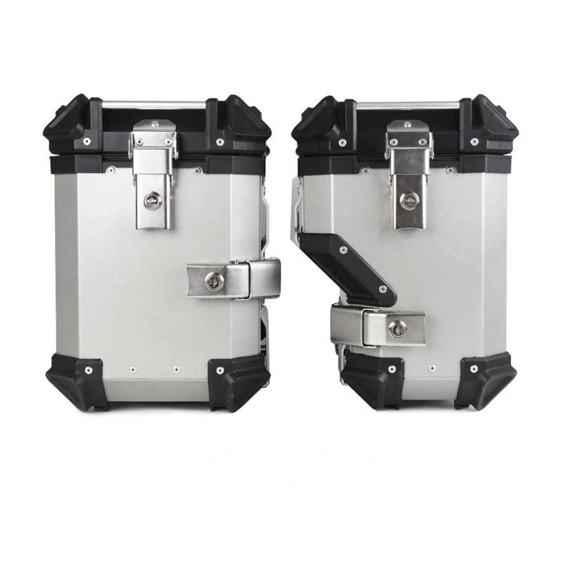 Motorrad Gepäckträger Für CFMOTO Für 800MT Motorrad Stamm Box Seite Gepäck Fall Pannier Rack Rahmen Hinten Helm Unterstützung(38L Side Box Silver) von WANSONGHUI