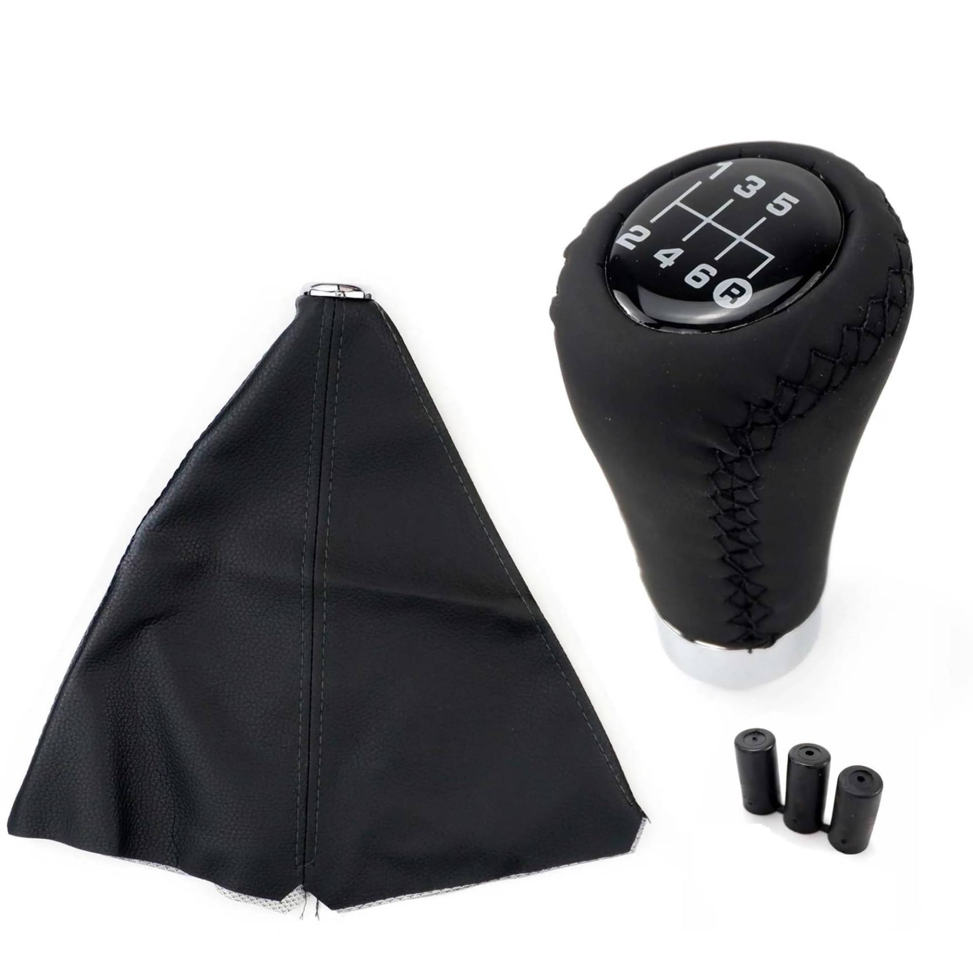 Schaltknauf Abdeckung Universal Auto Schaltknauf Schalthebelmanschette Set 5/6 Gang Handschalthebel Schwarz Rote Linie Stitche PU Leder Auto Schalthebel(6 Speed Black Line) von WANSONGHUI