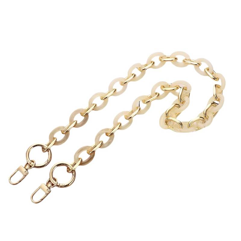 WANYI 120CM Taschenkette Gold Acryl Resin Taschengurte Ersatz Metallkette Taschenriemen Handykette Geldbörsenkette für DIY Taschen Handtasche Geldbörse mit Gold Karabiner (Beige) von WANYI