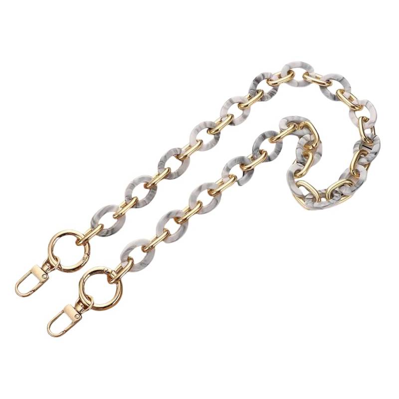 WANYI 120CM Taschenkette Gold Acryl Resin Taschengurte Ersatz Metallkette Taschenriemen Handykette Geldbörsenkette für DIY Taschen Handtasche Geldbörse mit Gold Karabiner (Grau) von WANYI