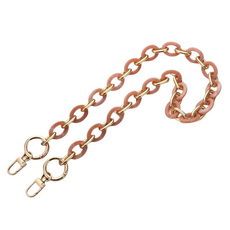 WANYI 120CM Taschenkette Gold Acryl Resin Taschengurte Ersatz Metallkette Taschenriemen Handykette Geldbörsenkette für DIY Taschen Handtasche Geldbörse mit Gold Karabiner (Rosa) von WANYI