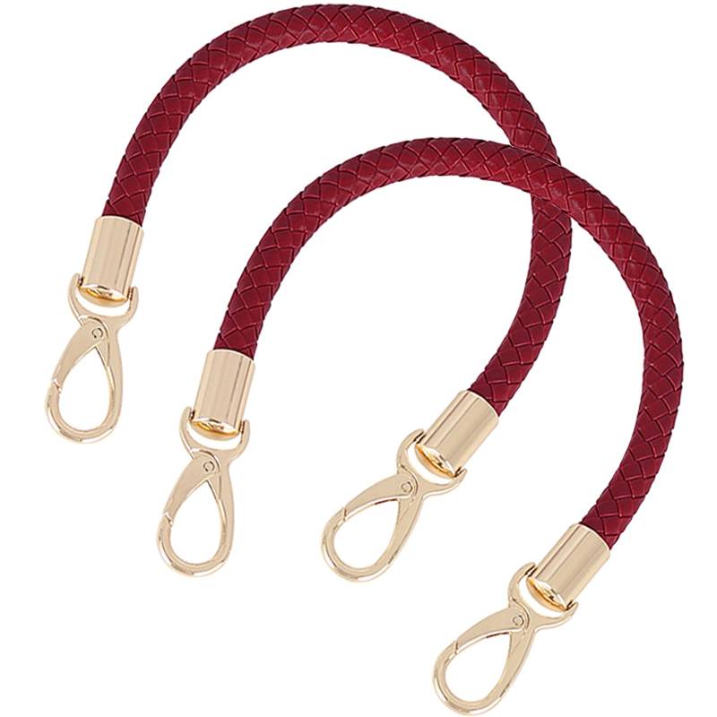 WANYI 2 Stück 40cm Taschenhenkel Leder Taschengurte zum Wechseln DIY Taschengriffe Schultergurt Taschenriemen Ersatzhenkel für Taschen Handtasche Geldbörse mit 2 Gold Karabinerhaken (Rot 1) von WANYI