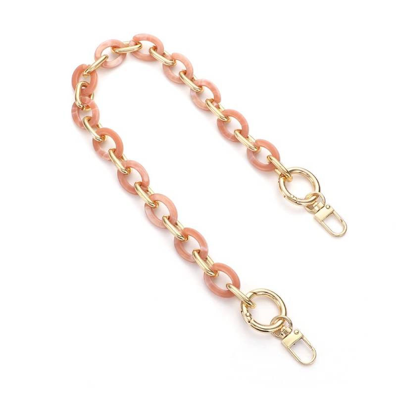 WANYI 40CM Taschenkette Gold Acryl Resin Taschengurte Ersatz Metallkette Taschenriemen Handykette Geldbörsenkette für DIY Taschen Handtasche Geldbörse mit Gold Karabiner (Rosa) von WANYI