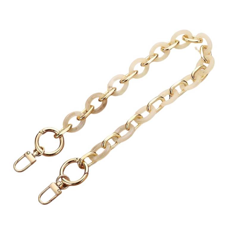 WANYI 60CM Taschenkette Gold Acryl Resin Taschengurte Ersatz Metallkette Taschenriemen Handykette Geldbörsenkette für DIY Taschen Handtasche Geldbörse mit Gold Karabiner (Beige) von WANYI