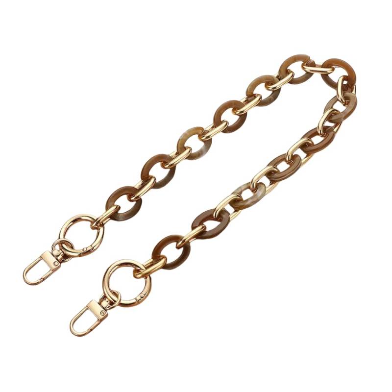 WANYI 60CM Taschenkette Gold Acryl Resin Taschengurte Ersatz Metallkette Taschenriemen Handykette Geldbörsenkette für DIY Taschen Handtasche Geldbörse mit Gold Karabiner (Braun) von WANYI