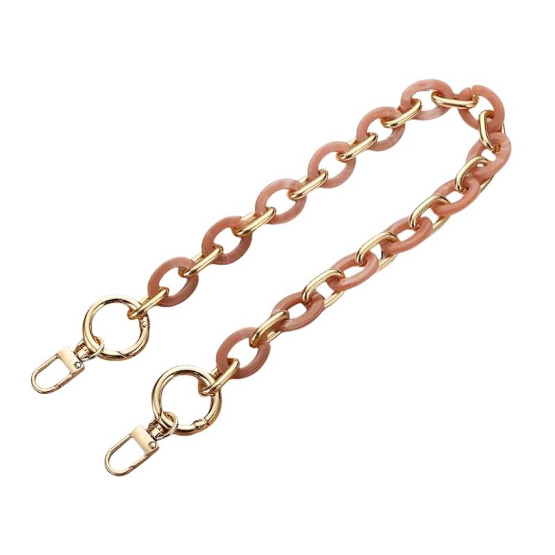 WANYI 60CM Taschenkette Gold Acryl Resin Taschengurte Ersatz Metallkette Taschenriemen Handykette Geldbörsenkette für DIY Taschen Handtasche Geldbörse mit Gold Karabiner (Rosa) von WANYI