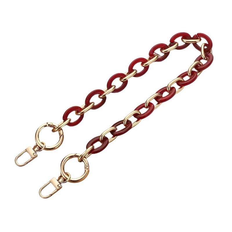 WANYI 60CM Taschenkette Gold Acryl Resin Taschengurte Ersatz Metallkette Taschenriemen Handykette Geldbörsenkette für DIY Taschen Handtasche Geldbörse mit Gold Karabiner (Rot) von WANYI
