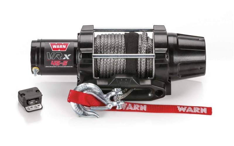 WARN 101040 VRX 45-S Powersports Winde mit am Lenker montiertem Schalter und synthetischem Seil: 6 mm (1/4 Zoll) Durchmesser x 15 Meter Länge, 2,25 Tonnen (4.500 lb) Tragkraft von WARN