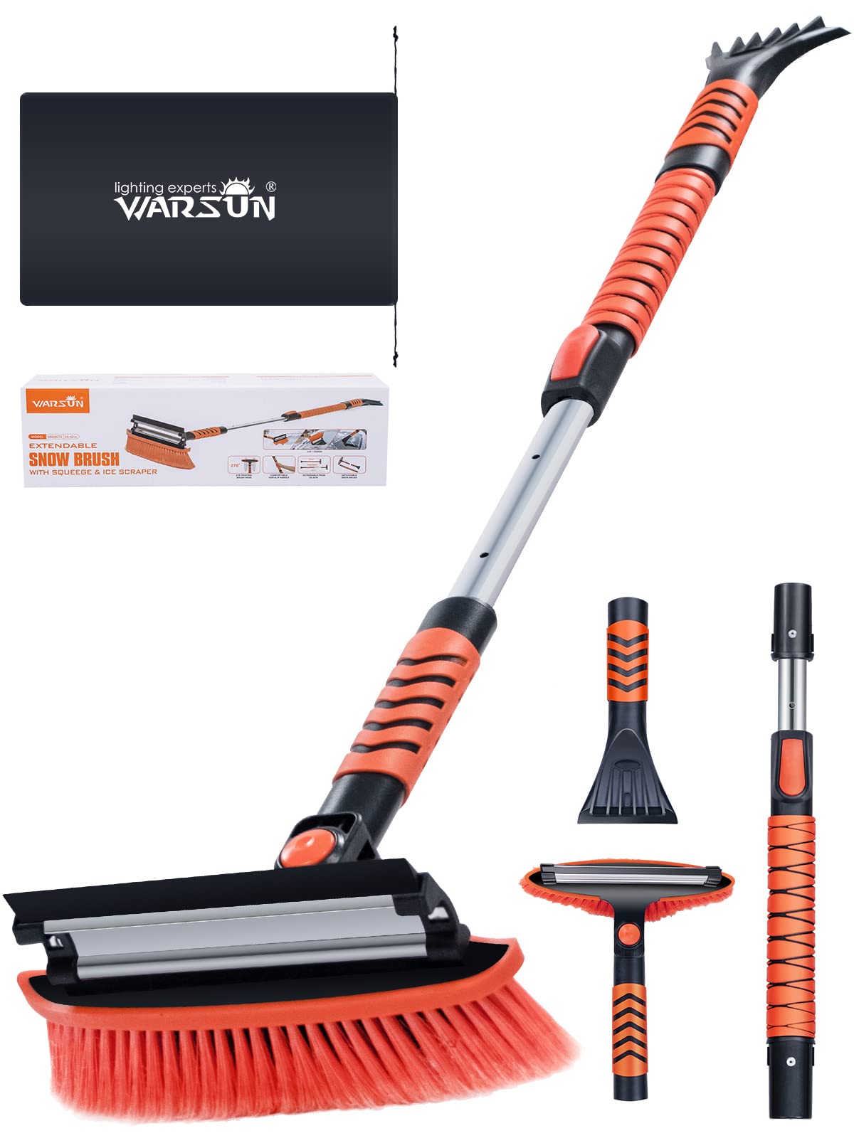 WARSUN Eiskratzer Auto mit Besen 3in1 Schneebesen 270° Schwenkbar Dehnbar Abnehmbar Komfort Soft-Griff rutschfest Teleskopstange Länge 86-106CM 04674 Orange WARSUN Eiskratzer Auto mit Besen 3in1 Schneebesen 270° Schwenkbar Dehnbar Abnehmbar Komfort Soft-Griff rutschfest Teleskopstange Länge 86-106CM 04674 Orange von WARSUN