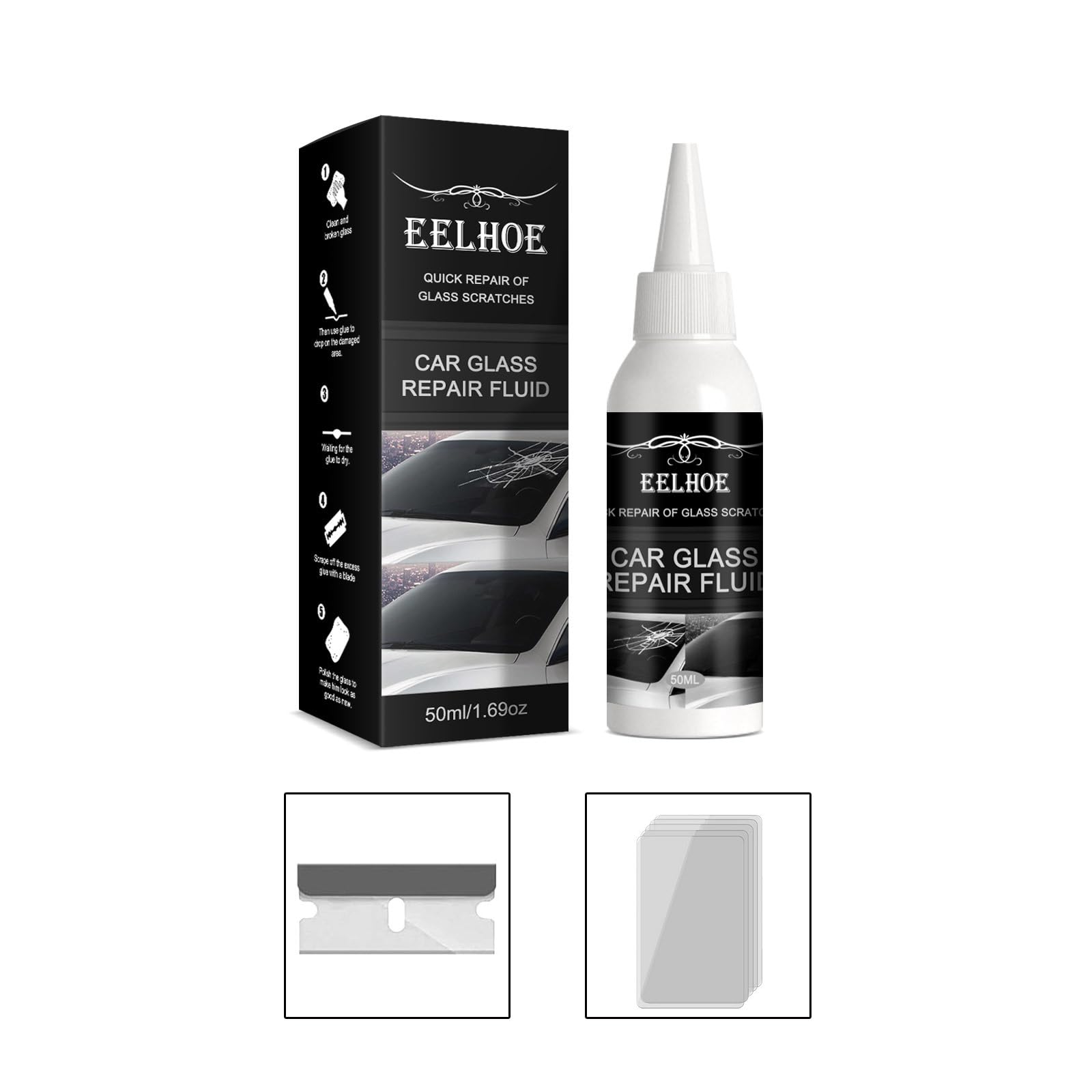 WATSKY Auto Glas Reparatur Kleber Windschutzscheibe Glas Riss Kleber Reparatur Kleber Glas Restaurierung Kleber 50ml mit Werkzeug Kit WATSKY Auto Glas Reparatur Kleber Windschutzscheibe Glas Riss Kleber Reparatur Kleber Glas Restaurierung Kleber 50ml mit Werkzeug Kit von WATSKY