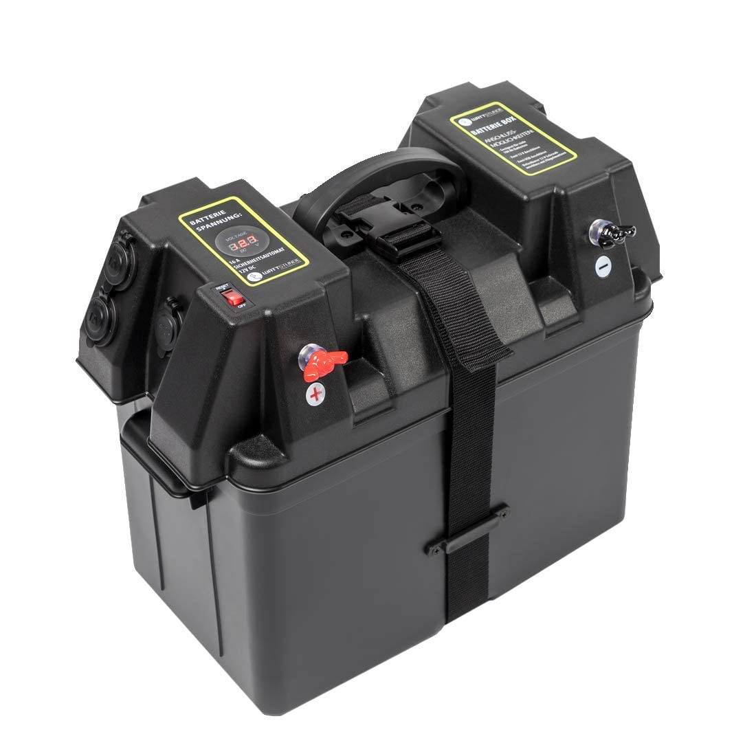 WATTSTUNDE Akku Batteriebox für 100Ah AGM Batterie - für Wohnmobil, Camper, Bootsmotor Elektromotor Aussenboarder (BAX100) von WATTSTUNDE