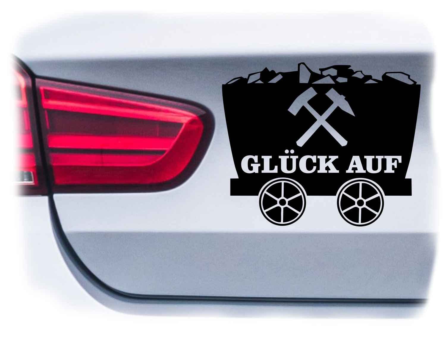 WB wohn trends Auto-Aufkleber, Glück Auf Lore Ruhrpott, schwarz, 50cm breit, Farbe und Größe wählbar, KFZ-Sticker LKW Spruch von WB wohn trends