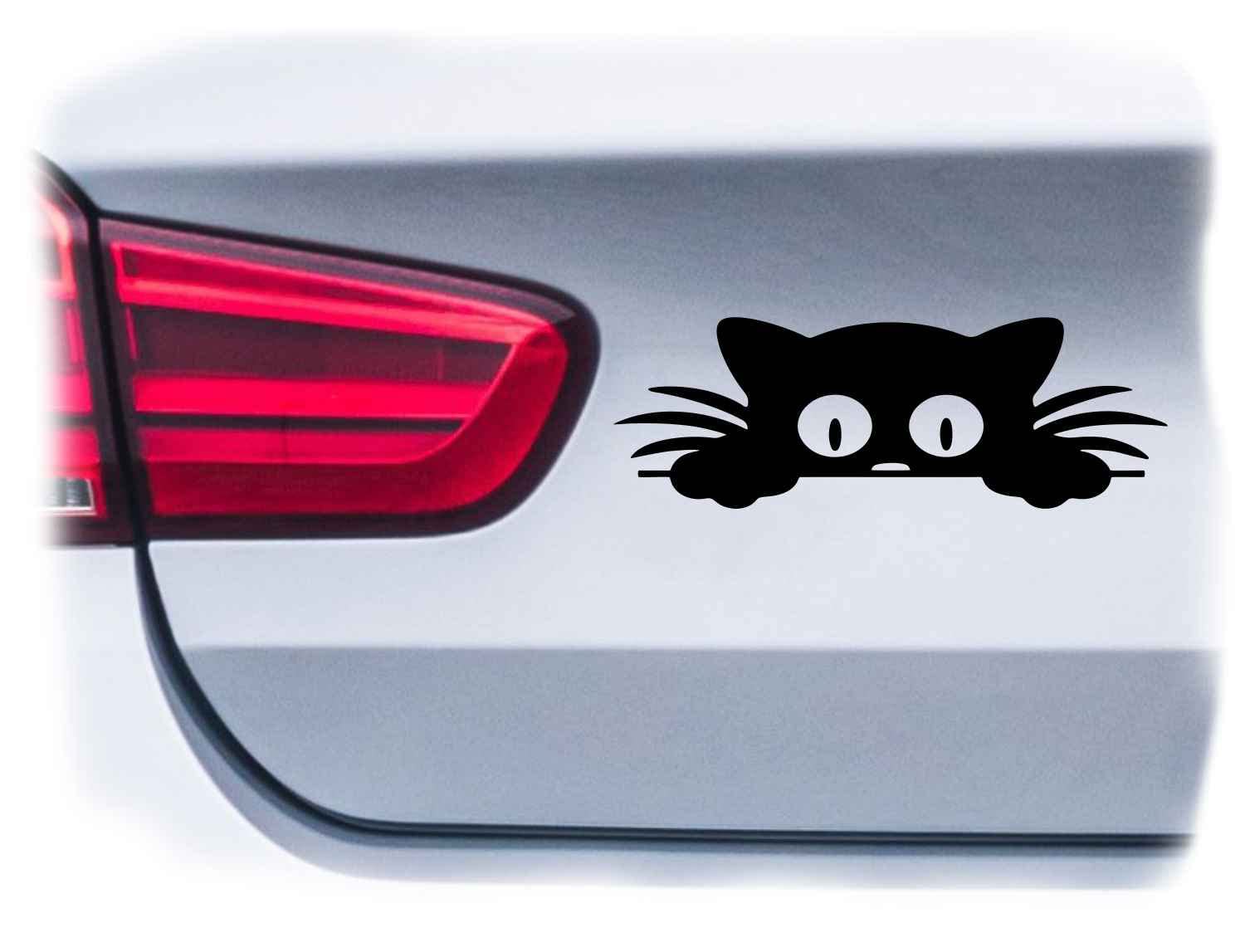 WB wohn trends Auto-Aufkleber, Katze guckt Cat, schwarz, 35cm breit, Farbe und Größe wählbar, KFZ-Sticker LKW Spruch von WB wohn trends