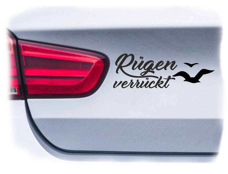 WB wohn trends Auto-Aufkleber, Rügen verrückt, weiß, 15cm breit, Farbe und Größe wählbar, KFZ-Sticker LKW Spruch von WB wohn trends