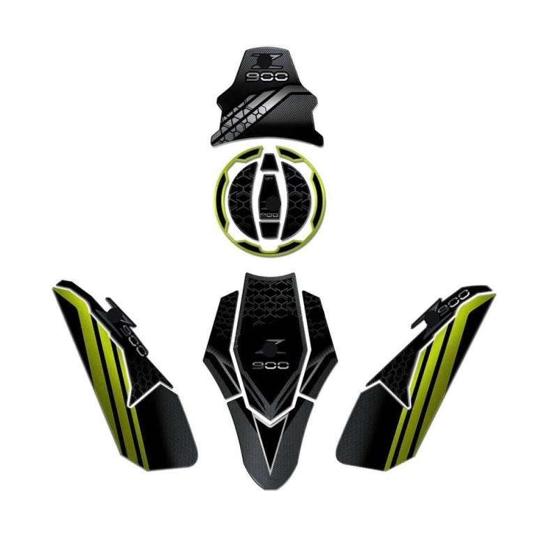 Motorrad Tank Pads Für Ka&wasaki Z900 Z900 2022 2023 Motorrad Kraftstoff Tank Pad Aufkleber Kit Zubehör Wasserdicht Anti-Scratch Protector Aufkleber von WBGDUIFLAS