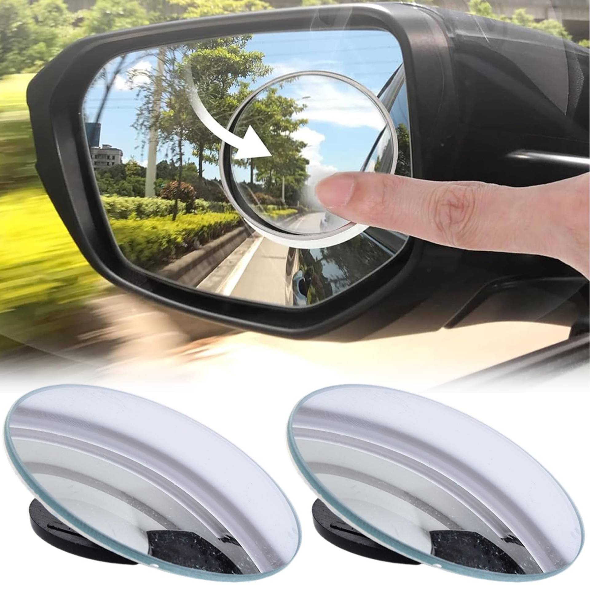 Auto-Blind-Spot-Spiegel, 2 Stück, Hochauflösende Rahmenlose Runde, 360-Grad-verstellbare Blind-Spot-Spiegel-Umkehr-Weitwinkellinse, Selbstklebende Konvexe Oberfläche Auto-Blind-Spot-Spiegel, 2 Stück, Hochauflösende Rahmenlose Runde, 360-Grad-verstellbare Blind-Spot-Spiegel-Umkehr-Weitwinkellinse, Selbstklebende Konvexe Oberfläche von WDEC