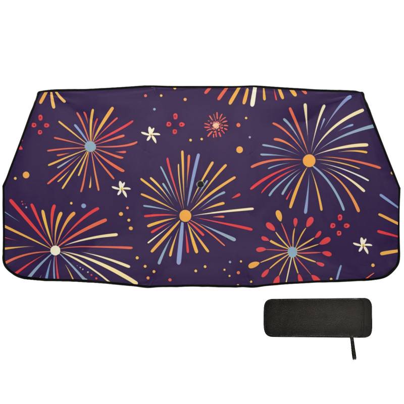 Acesorios para coches Windschutzscheiben-Sonnenschutz, faltbar, faltbar, Feuerwerk, Neujahr, Blau von WDdZzyy