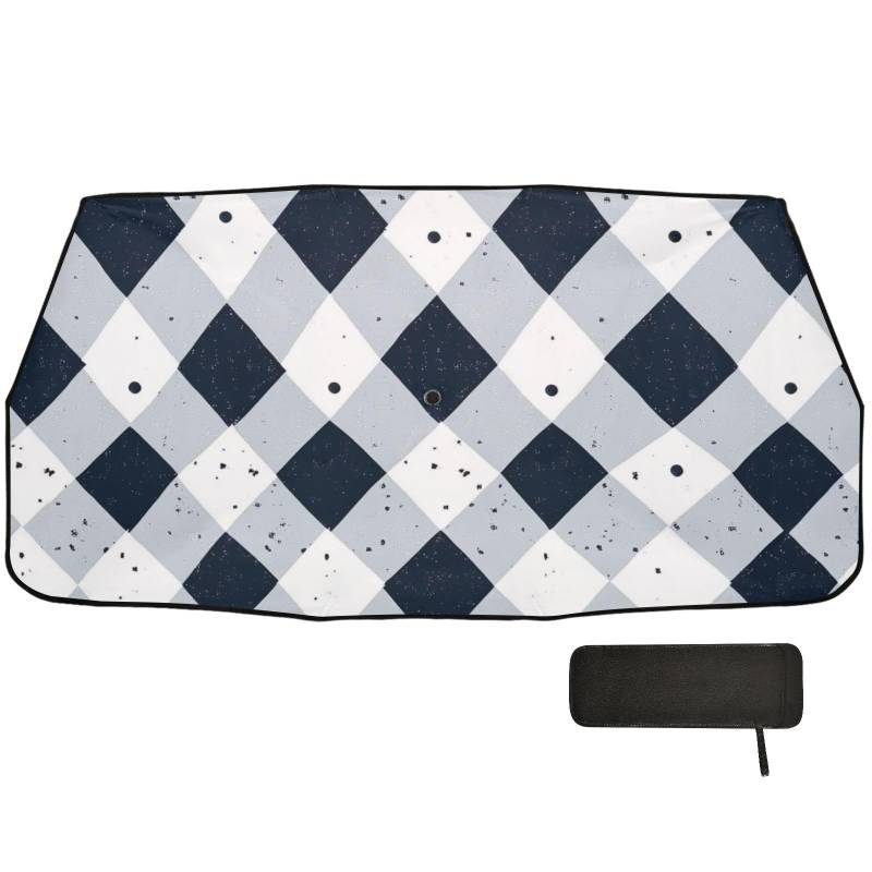 Auto-Sonnenschutz, Rhomboid, Weiß, Marineblau, faltbares Design, Auto-Tapasoles para carro von WDdZzyy