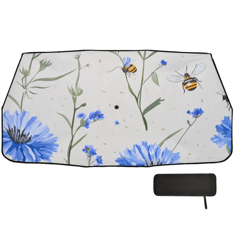 Auto-Sonnenschutz, Windschutzscheibe, faltbar, UV-Regenschirm, Cartoon-Motiv Kornblumengrau von WDdZzyy