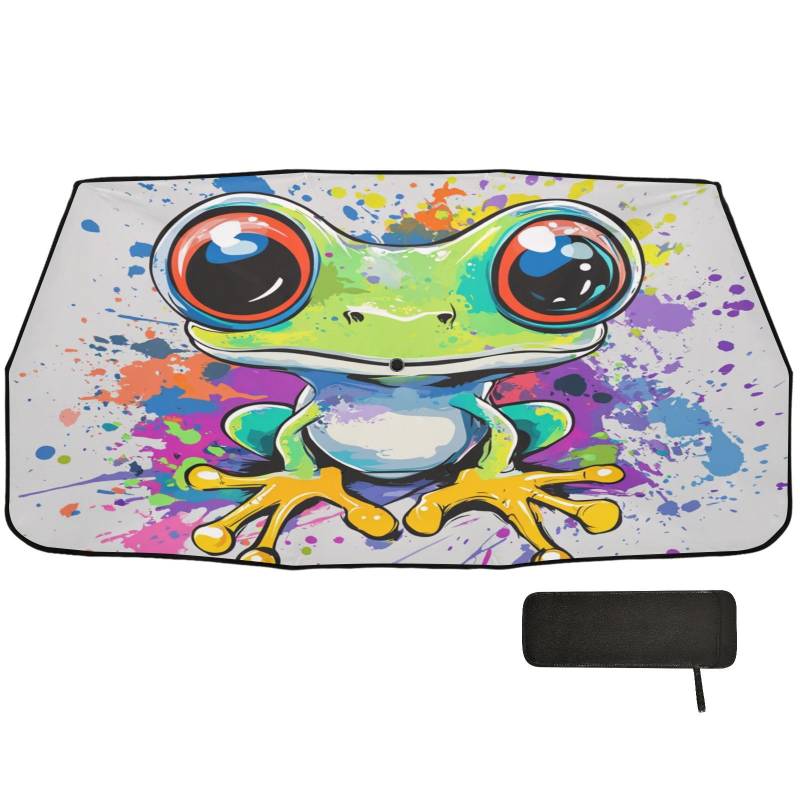 Beauty Frog Artistic Graffiti Auto Windschutzscheibe Sonnenschutz Regenschirm Faltbar Frauen Sonnenschutz Viseras para el sol para carros von WDdZzyy