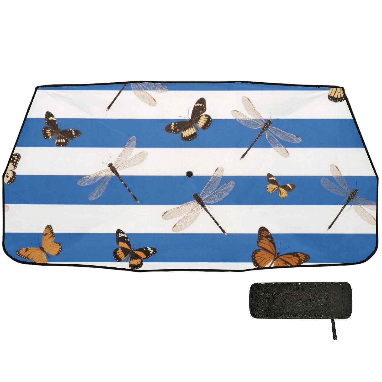 Blau-weiß gestreifter Schmetterling Libelle UV-Schutz Regenschirm Faltdesign Fenster Visiere für Autos Zubehör para coches Blau-weiß gestreifter Schmetterling Libelle UV-Schutz Regenschirm Faltdesign Fenster Visiere für Autos Zubehör para coches von WDdZzyy
