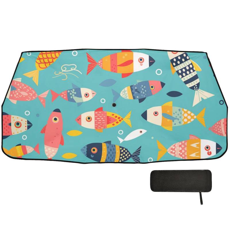 Blauer Fisch-Sonnenschirm mit Meeresmotiv, faltbar, für Damen, Sonnenschirm für Autos von WDdZzyy