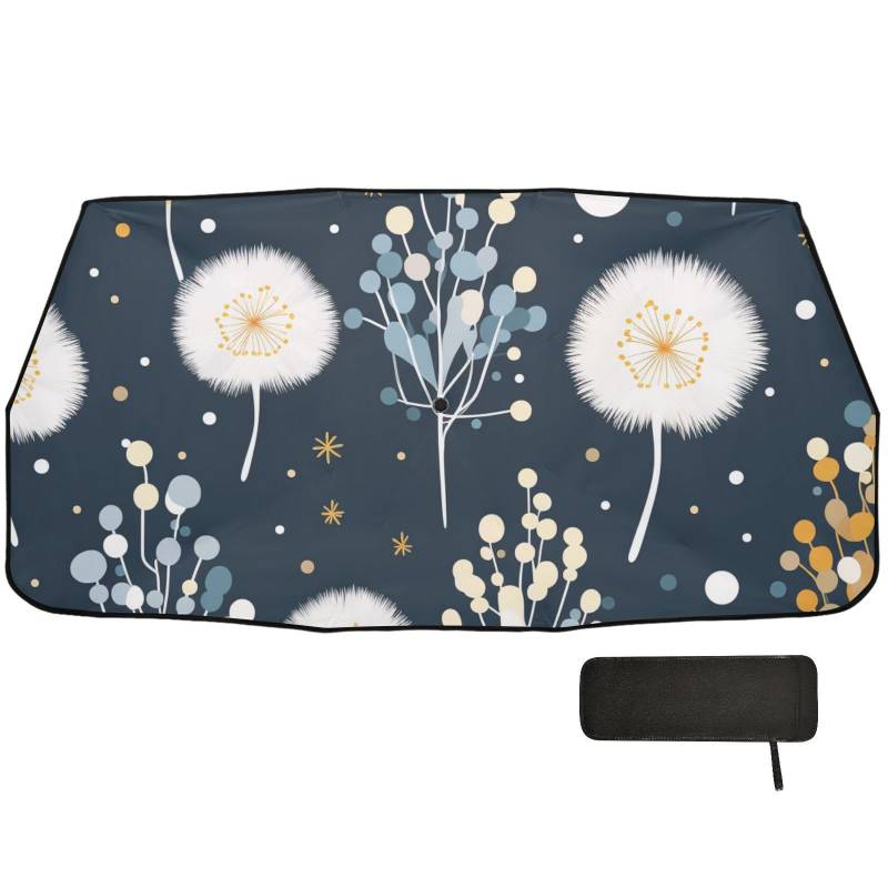 Blowball Leaf Navy Blue Automotive Interior Sonnenschutz Faltbarer Mann Windschutz Zubehör para coches von WDdZzyy