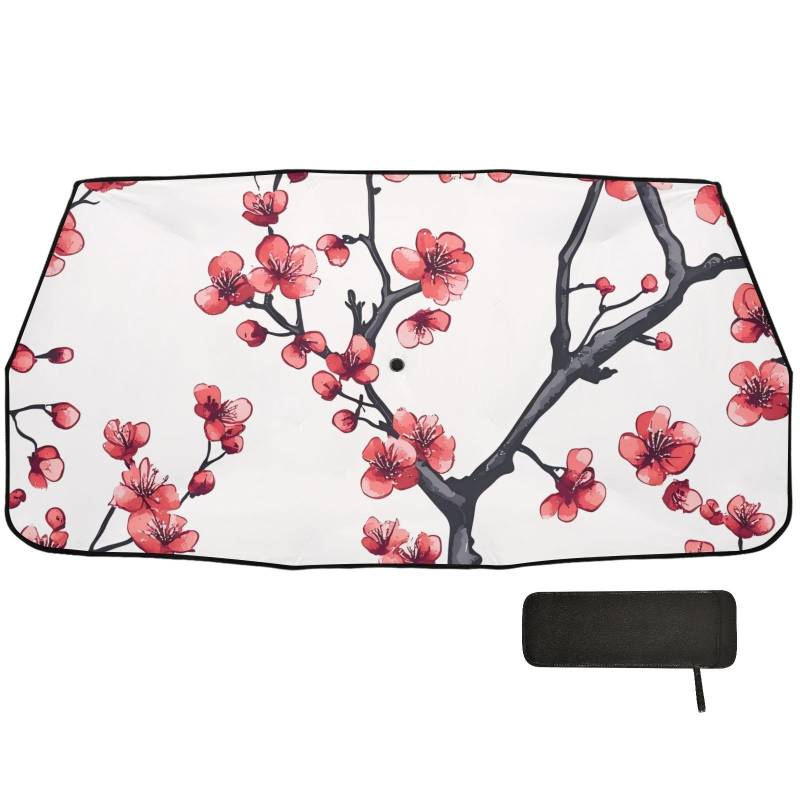 China Plum Blossom Beauty Flowers Auto Windschutzscheibe Sonnenschutz Regenschirm Faltbar wie im Fernsehen Produkte Fahrzeuge Auto Sonnenschutz Sonnenschirm de Auto von WDdZzyy