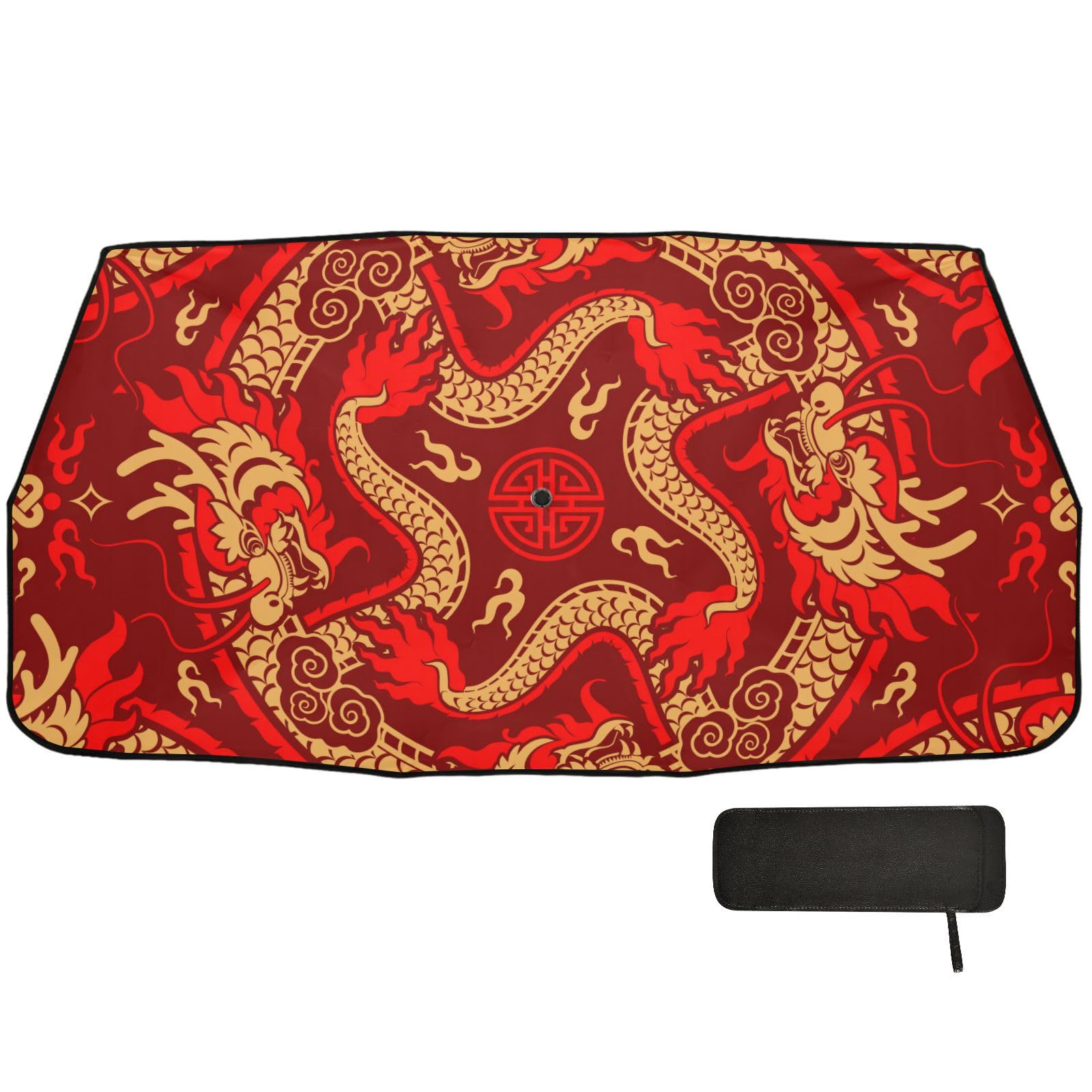 Chinesischer roter Drachen-Auto-Windschutzscheiben-Sonnenschutz, faltbar, für Frontscheibe, Automatik Chinesischer roter Drachen-Auto-Windschutzscheiben-Sonnenschutz, faltbar, für Frontscheibe, Automatik von WDdZzyy