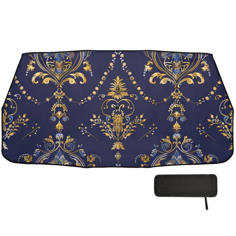 Dunkelblaue goldene Stickerei, hält das Auto kühl, faltbarer Mann, vollständiger Schutz, Windschutzscheibe, Viseras para el sol para carros von WDdZzyy
