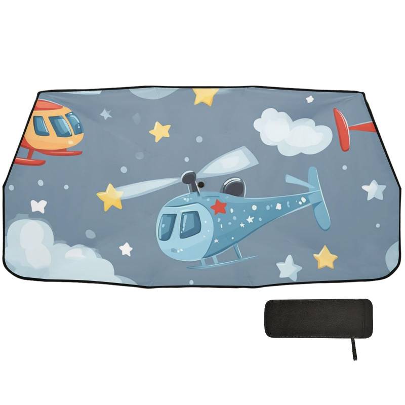 Helikopter Sterne Wolke Silber Regenschirm für Auto Windschutzscheibe Faltbar Man Windschutz Acesorios Para Coches von WDdZzyy