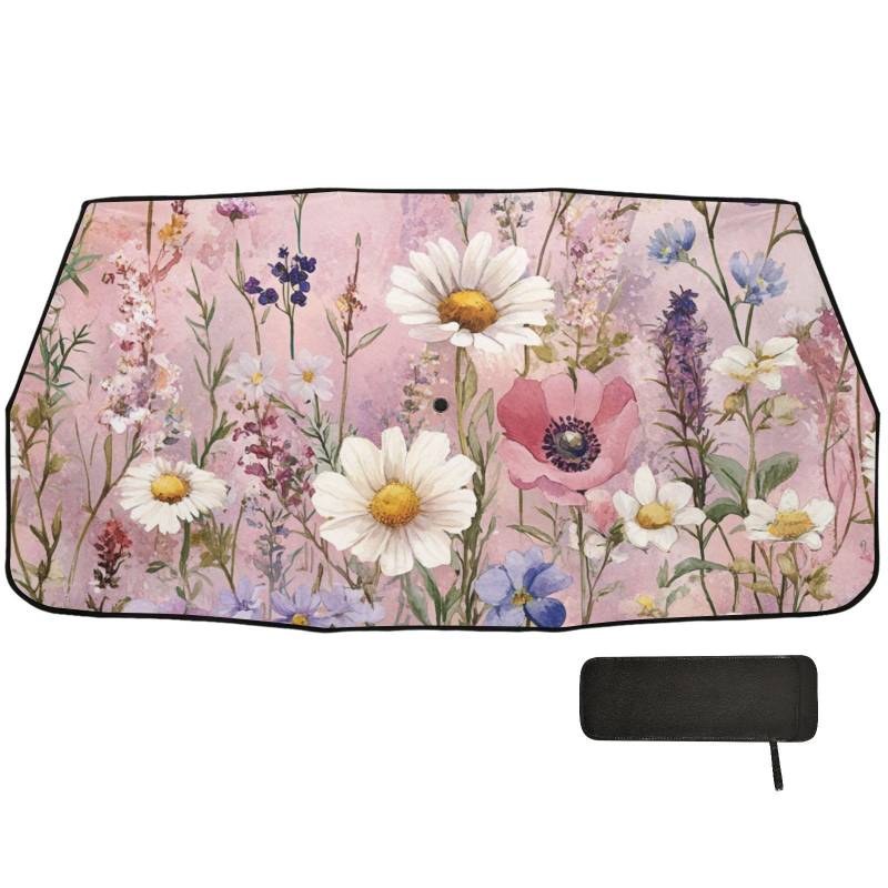 Herbstblumen Vintage Auto Windschutzscheibe Sonnenschutz Faltbar Frauen Zubehör für Auto Polarisado Para Carro von WDdZzyy