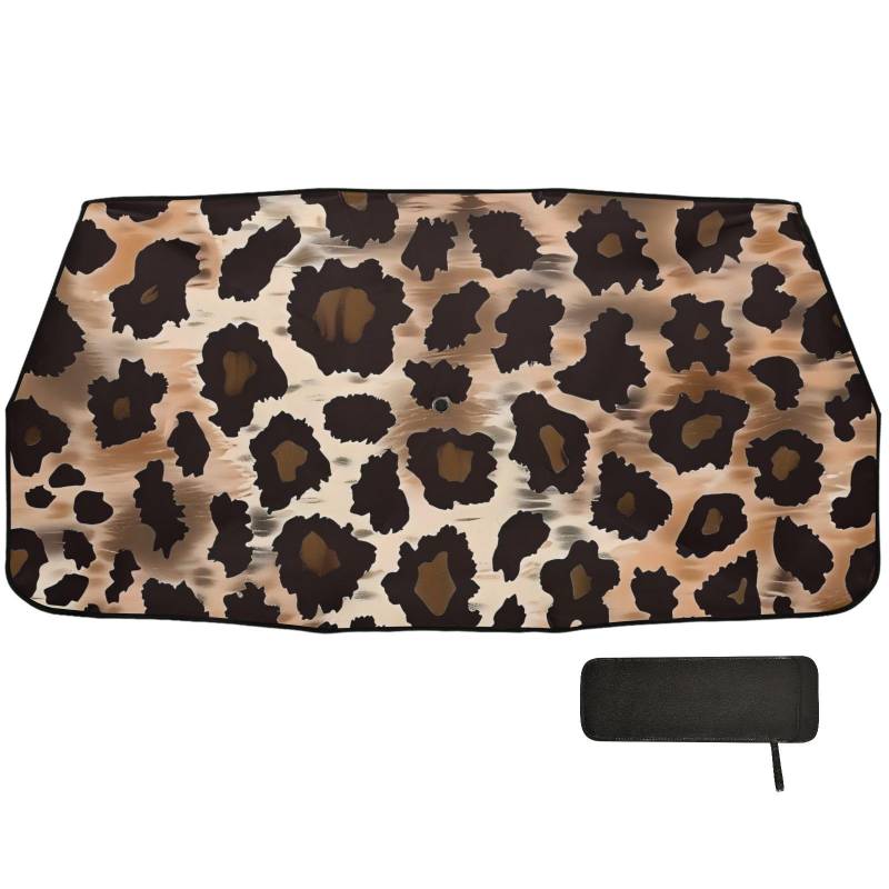 Leopardenmuster, modisch, braun, hält das Auto kühl, faltbares Design, UV-Schutz, Schutz de sol para carro von WDdZzyy