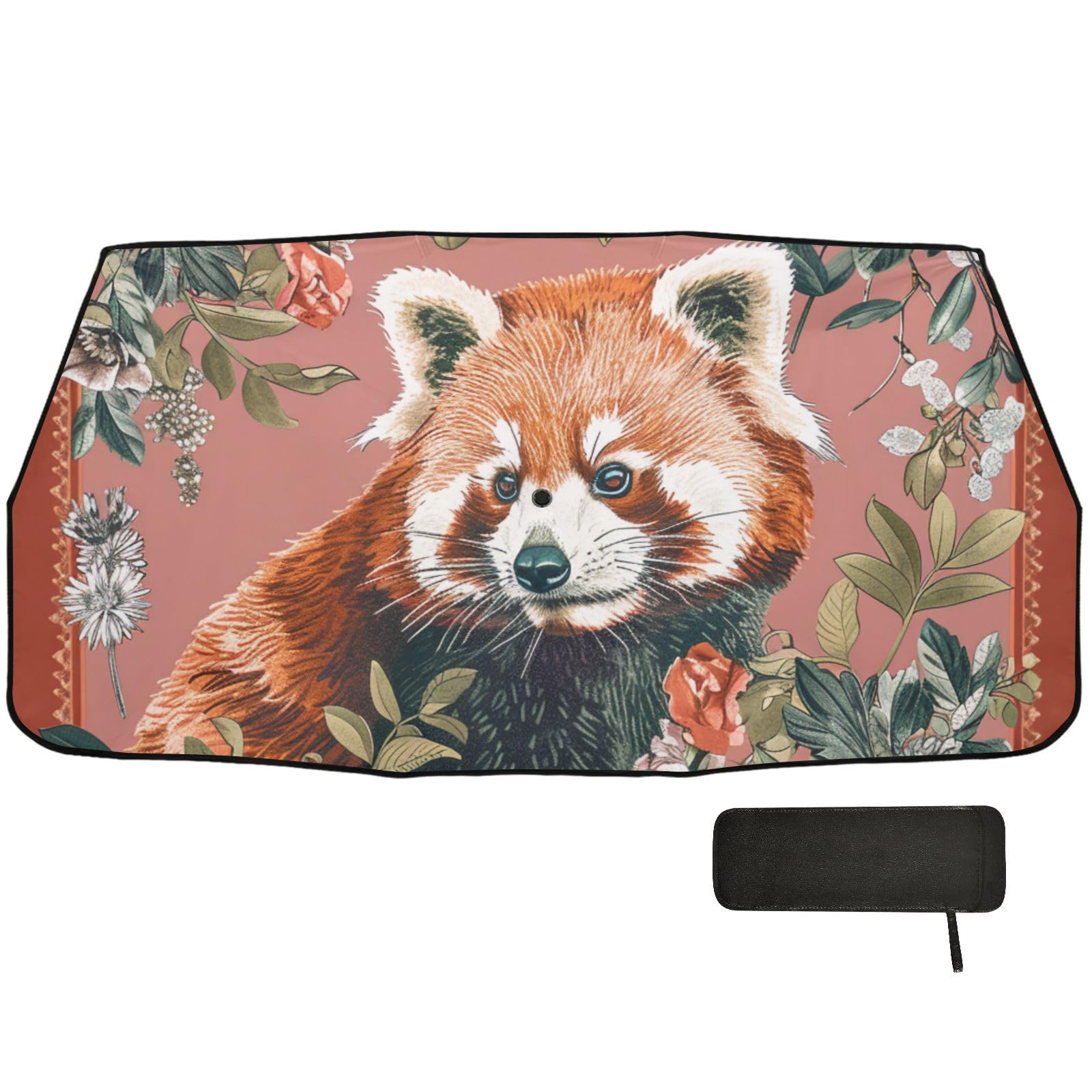 Lesser Panda Sonnenschirm mit Blumenmuster, faltbar, Boho-Stil, faltbar, für Damen, Sonnenschutz für Auto, Cubre Sol Para Carro Lesser Panda Sonnenschirm mit Blumenmuster, faltbar, Boho-Stil, faltbar, für Damen, Sonnenschutz für Auto, Cubre Sol Para Carro von WDdZzyy