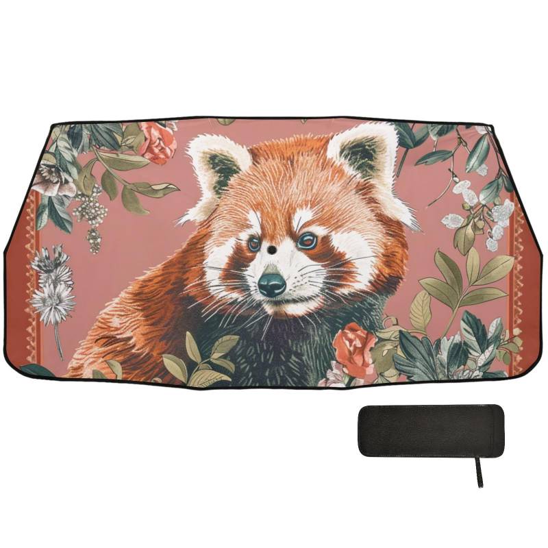 Lesser Panda Sonnenschirm mit Blumenmuster, faltbar, Boho-Stil, faltbar, für Damen, Sonnenschutz für Auto, Cubre Sol Para Carro von WDdZzyy