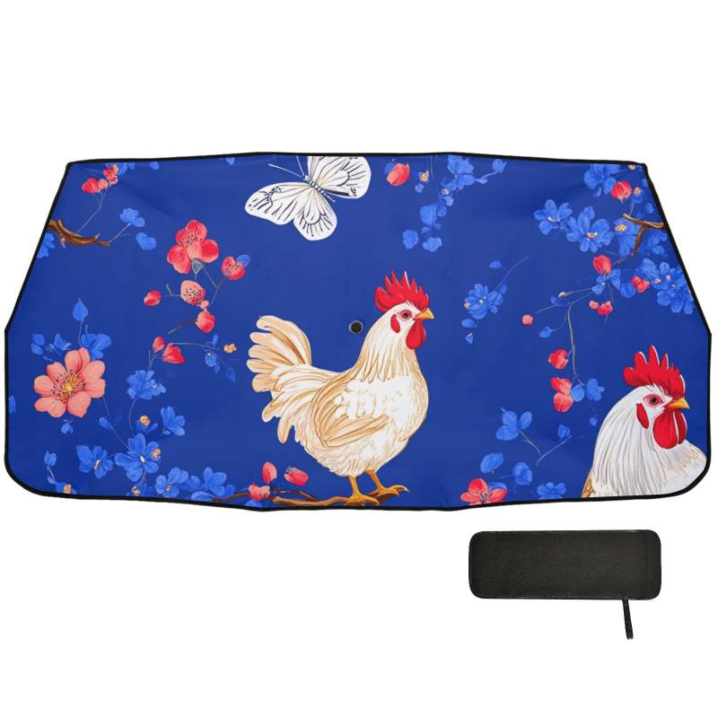 Lustiger Regenschirm mit Huhn, UV-Schutz, faltbar, UV-Schutz, Tapasoles para carro, Königsblau von WDdZzyy