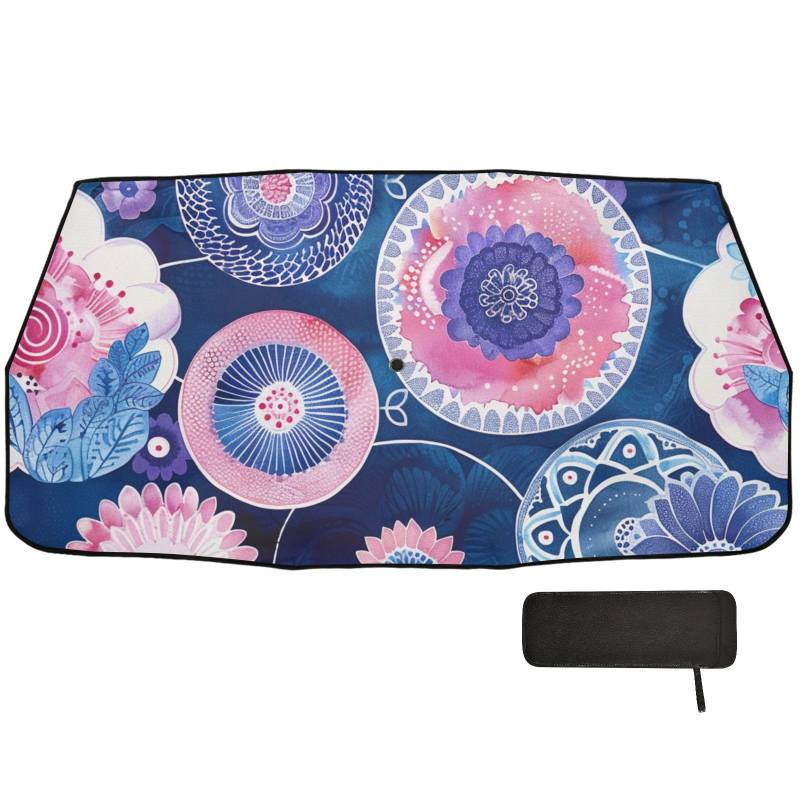 Mystery Boho Flower Vintage Blue Shield for car Windshield Collapsible Women Sun Shade Acesorios. para carros Autos von WDdZzyy