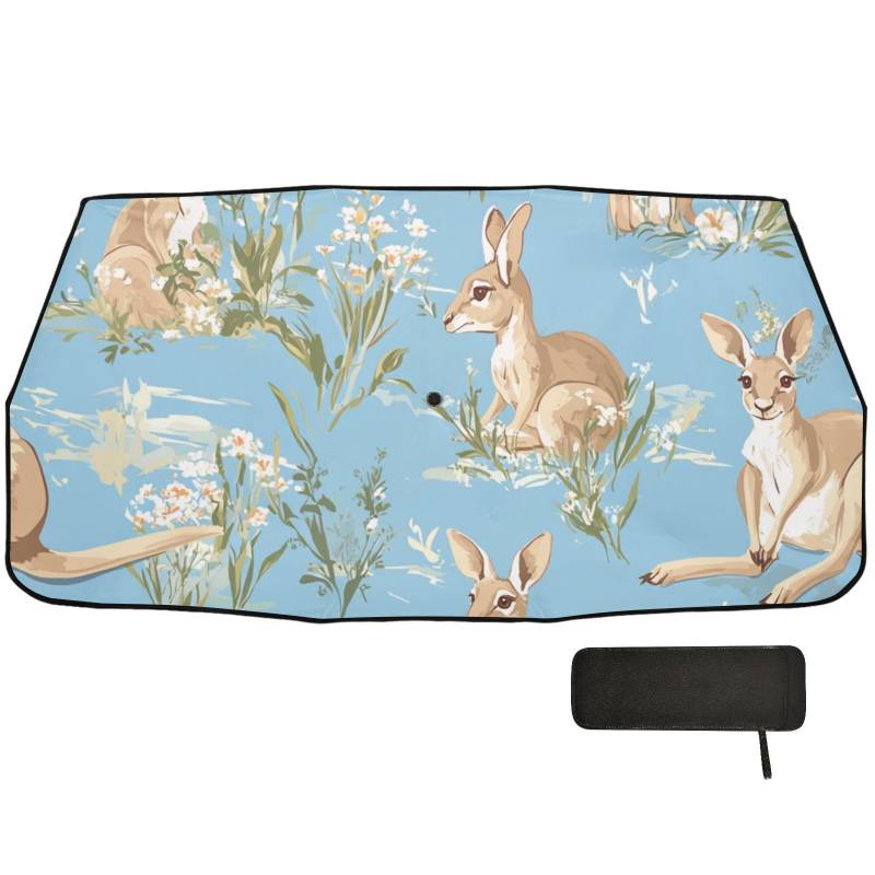 Niedlicher Känguru-blauer Himmel-Sonnenschutz für Auto-Windschutzscheibe, faltbarer Mann, Sheild cubre sol para carro von WDdZzyy