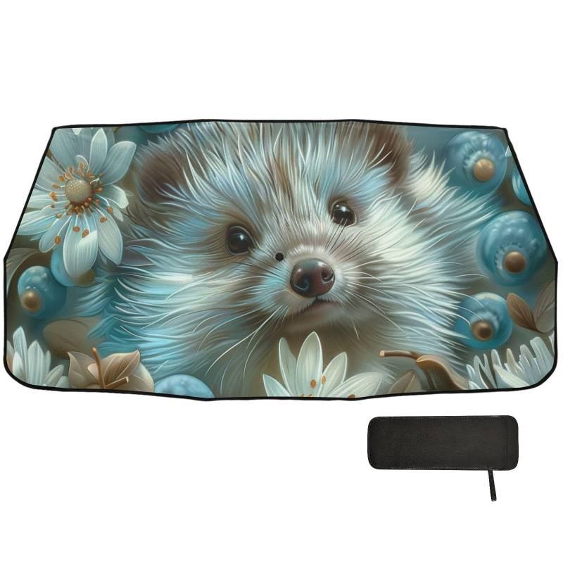 Niedlicher Tier-Skizze Igel Mint Gold Creme Sonnenschutz für Auto Windschutzscheibe Faltbarer Frauen Sonnenschutz Sonnenschirm de Auto von WDdZzyy
