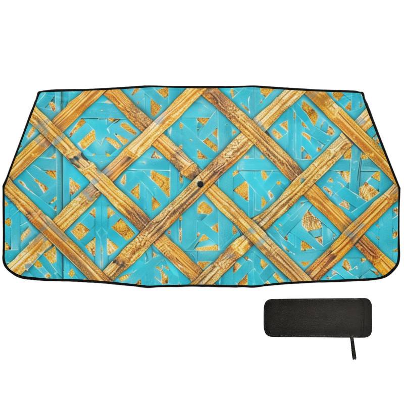 Rattan-Sonnenschutz für Windschutzscheibe, faltbares Design, Sonnenschutz, Sonnenschutz, Hellblau von WDdZzyy
